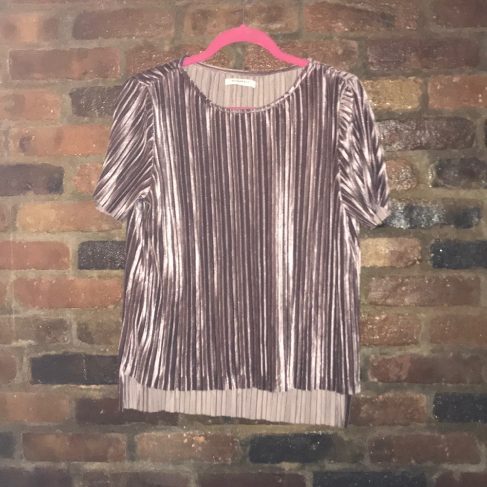 PLEATED VELVET SS TEE